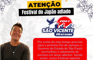 São Vicente Matsuri é adiado devido a previsão do tempo de chuva e vento forte