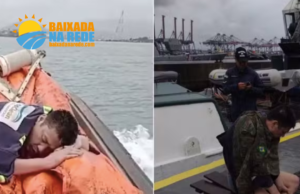 Chinês à deriva no mar é resgatado por trabalhadores do Porto de Santos, SP