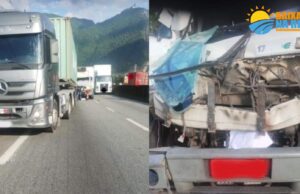 Acidente entre caminhões bloqueia Rodovia Anchieta sentido Cubatão