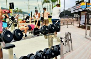 Inauguração da academia ao ar livre, no litoral de SP