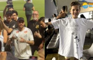 Menino recebe camisa autografada de Neymar e se emociona com presente