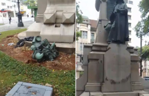 Dupla é presa tentando furtar monumento histórico de Bartolomeu de Gusmão em Santos