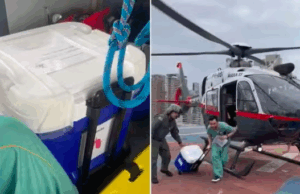 Helicóptero Águia realiza transporte urgente de pulmão entre o litoral e a capital paulista