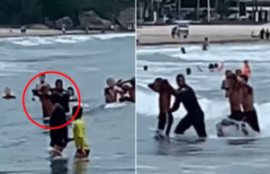 Adolescentes são apreendidos dentro do mar após roubarem mulher no litoral de SP.