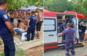 Mulher é socorrida após engasgar com lacre de lata no litoral de SP.