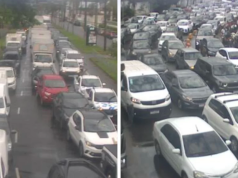 Pós-Carnaval começa com longas filas na travessia entre Santos e Guarujá.